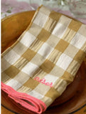Serviette de table brodée vichy - Moutarde
