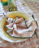 Serviette de table brodée vichy - Macaron