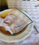 Serviette de table brodée vichy - Macaron