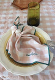 Serviette de table brodée vichy - Macaron