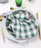 Serviette de table brodée vichy - Sauge
