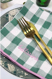 Serviette de table brodée vichy - Sauge