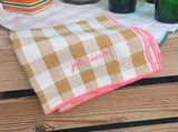 Serviette de table brodée vichy - Moutarde