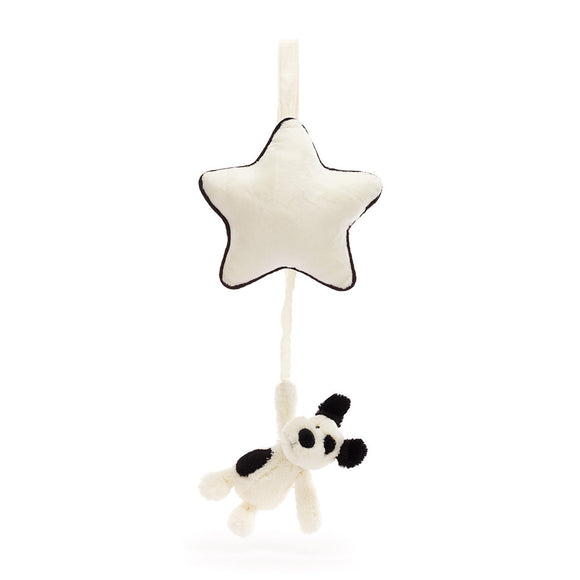 Doudou musical - Bashful black & cream puppy musical pull