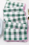 Serviette de table brodée vichy - Sauge