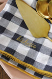 Serviette de table brodée vichy - Réglisse