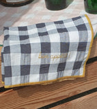 Serviette de table brodée vichy - Réglisse
