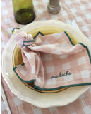 Serviette de table brodée vichy - Macaron