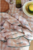 Serviette de table brodée vichy - Macaron