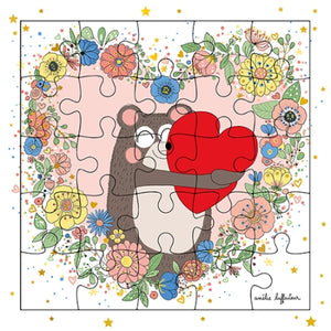 Carte puzzle Hérison De Tout Coeur