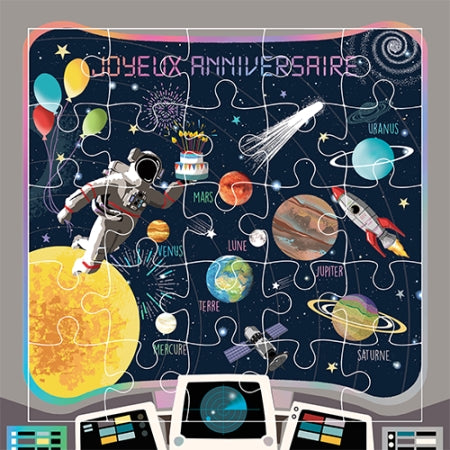 Carte puzzle Joyeux Anniversaire Mission Cosmos