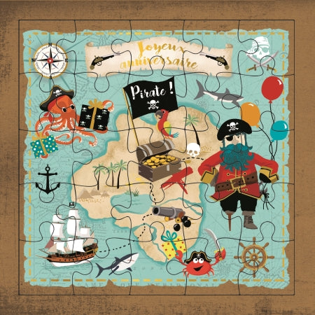 Carte puzzle Joyeux Anniversaire Pirates